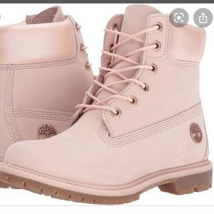 Metallic pink timberlands size 8